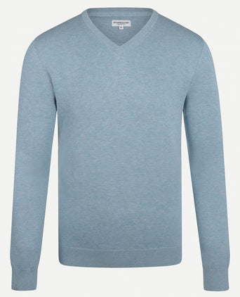 Katoenen trui met V-hals | Aqua