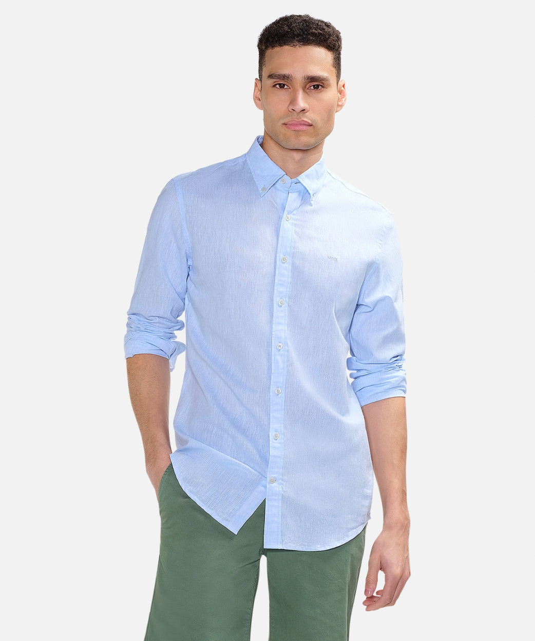 Alternatief voorstel segment kreupel Katoen/linnen overhemd met lange mouwen | Light Blue | McGregor New York