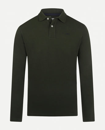 Polo piqué met lange mouwen | Pine Green