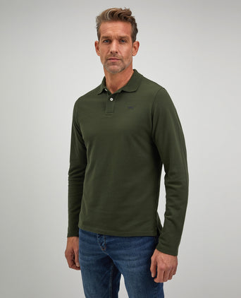 Polo piqué met lange mouwen | Pine Green