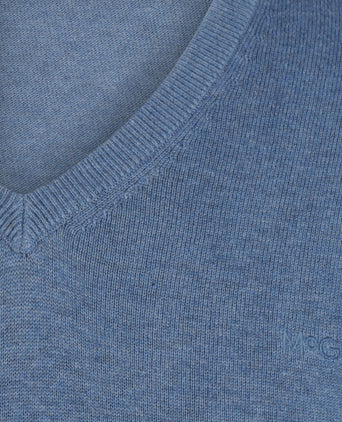 Sweater V-neck with Logo | Medium Blue