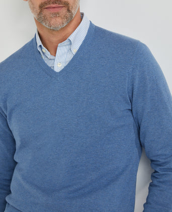 Sweater V-neck with Logo | Medium Blue