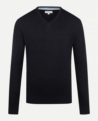 Sweater V-neck with Logo | Navy