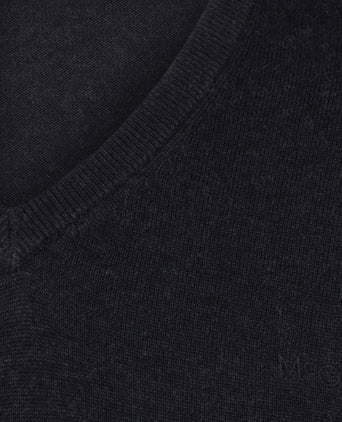 Sweater V-neck with Logo | Navy