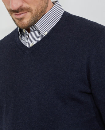 Sweater V-neck with Logo | Navy