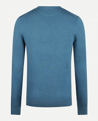 Sweater V-neck with Logo | Dark Aqua