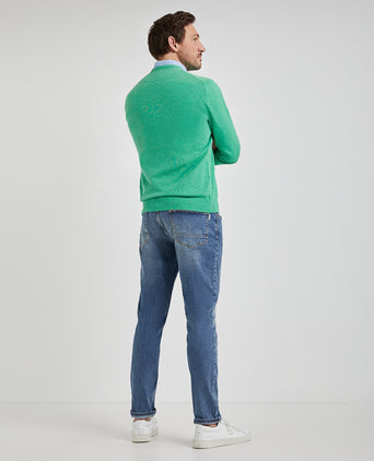 Sweater V-neck with Logo | Green