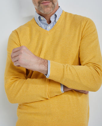 Sweater V-neck with Logo | Medium Yellow