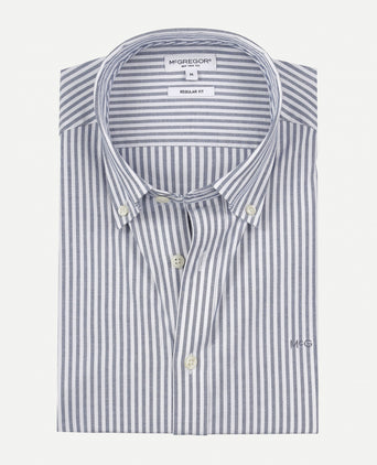 Overhemd Stretch Oxford Grote Streep | Navy