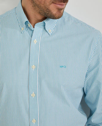 Overhemd Poplin Streep | Aqua