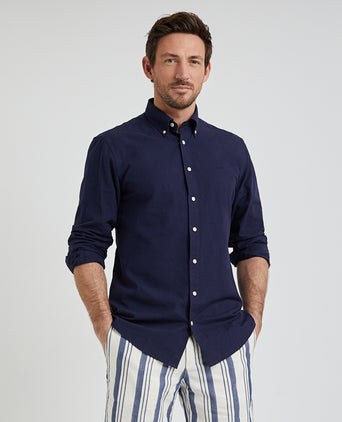 Overhemd Katoen Linnen | Navy