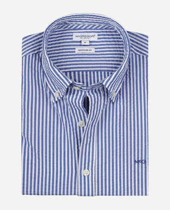 Overhemd Seersucker Streep | Navy