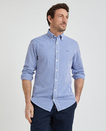 Overhemd Seersucker Streep | Navy