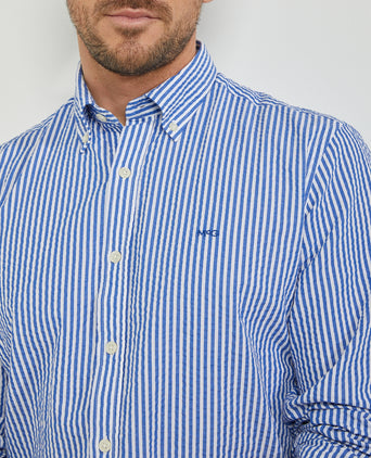 Overhemd Seersucker Streep | Navy