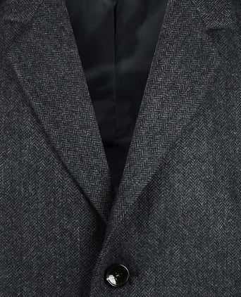 Herringbone Overjas Wol | Dark Grey Melange