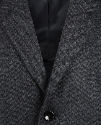 Herringbone Overcoat Wool | Dark Grey Melange