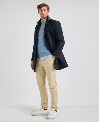 Herringbone Overcoat Wool | Navy
