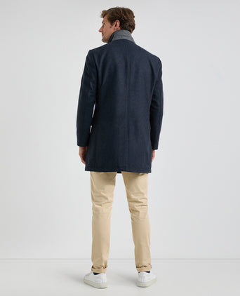 Herringbone Overcoat Wool | Navy
