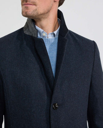 Herringbone Overcoat Wool | Navy