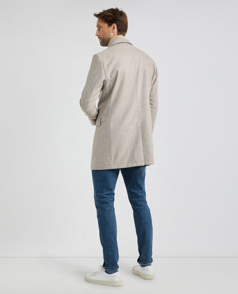 Herringbone Overcoat Wool | Sand