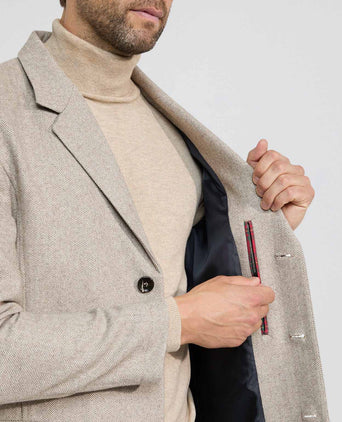 Herringbone Overcoat Wool | Sand
