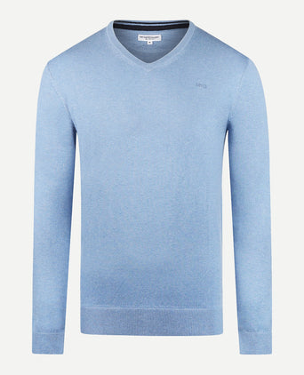Trui V-hals Cotton Merino | Sky Blue