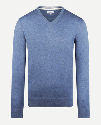 Trui V-hals Cotton Merino | Faded Blue