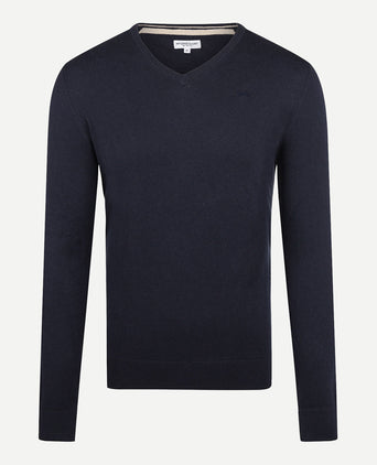 Trui V-hals Cotton Merino | Navy