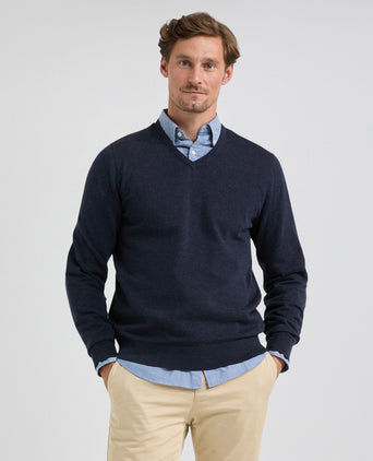 Trui V-hals Cotton Merino | Navy