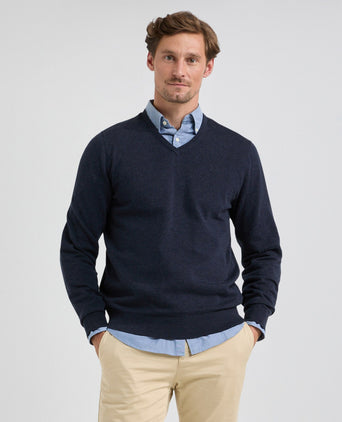 Sweater Cotton Merino V-Neck | Navy