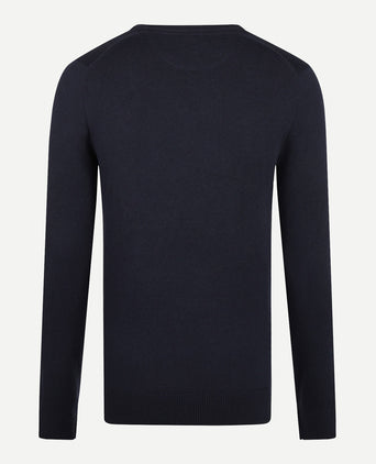 Sweater V-neck Cotton Merino | Navy