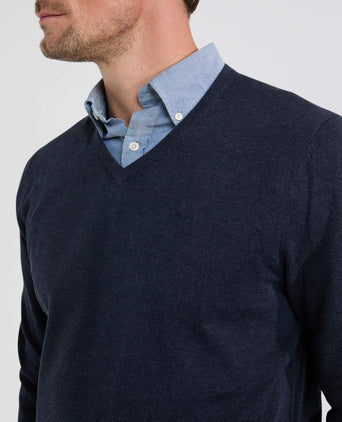 Sweater Cotton Merino V-Neck | Navy