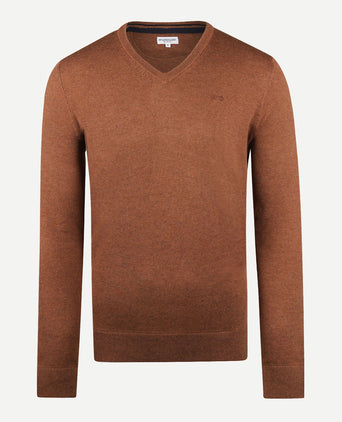 Trui V-hals Cotton Merino | Chesnut