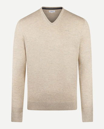 Trui V-hals Cotton Merino | Sand
