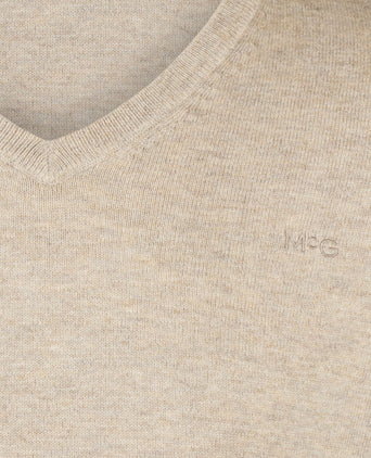 Sweater V-neck Cotton Merino | Sand