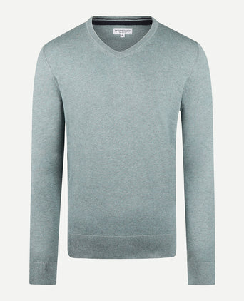 Trui V-hals Cotton Merino | Dark Sage