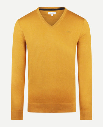 Trui V-hals Cotton Merino | Autumn Yellow