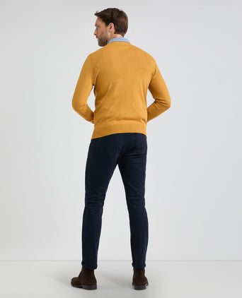 Sweater V-neck Cotton Merino | Autumn Yellow