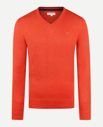 Trui V-hals Cotton Merino | Winter Orange