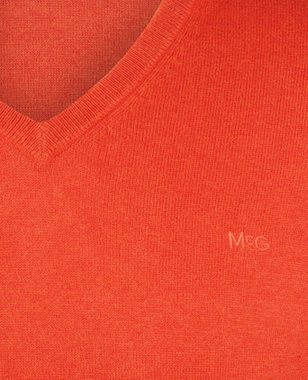 Sweater V-neck Cotton Merino | Winter Orange