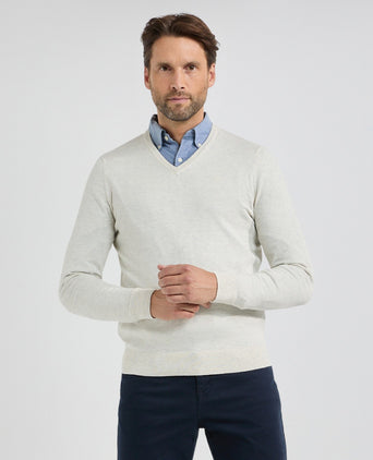 Trui V-hals Cotton Merino | Off White