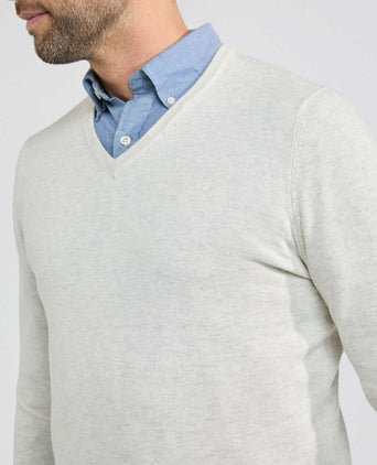 Sweater V-neck Cotton Merino | Off White