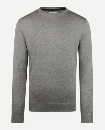 Sweater Round Neck Cotton Merino | Medium Grey Melange