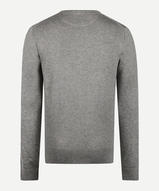 Sweater Round Neck Cotton Merino | Medium Grey Melange Sweater Round Neck Cotton Merino | Medium Grey Melange