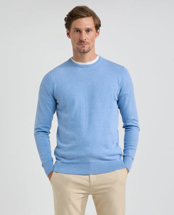 Sweater Round Neck Cotton Merino | Sky Blue