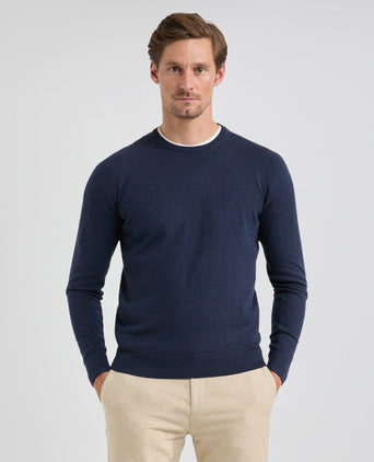 Trui Katoen Merino Ronde Hals | Navy