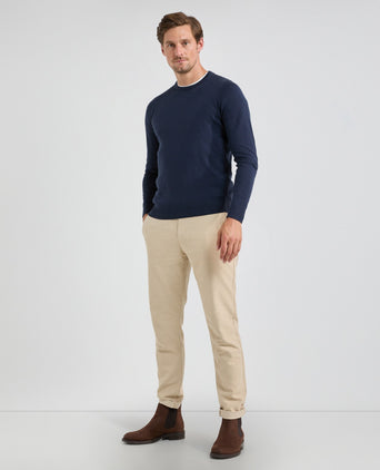 Sweater Round Neck Cotton Merino | Navy