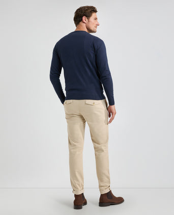 Sweater Round Neck Cotton Merino | Navy