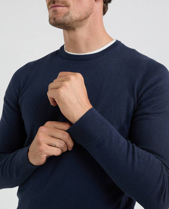 Sweater Round Neck Cotton Merino | Navy