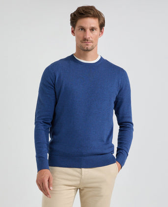 Sweater Round Neck Cotton Merino | Navy